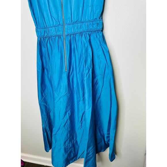 ROKSANDA COLLECTIVE Bright Blue V-Neck Sleeveless Zipper Back Midi Dress Size 6 - Picture 7 of 15